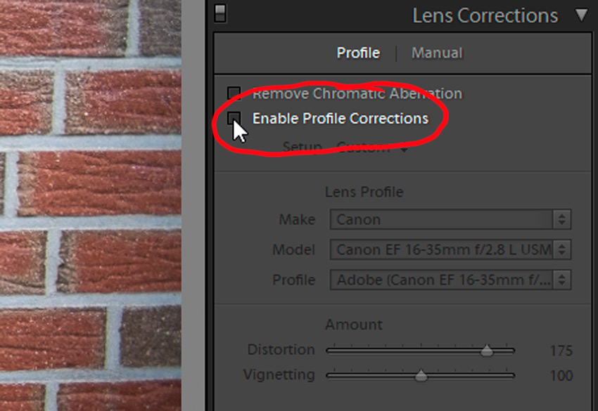 Profil corrections in Lightroom